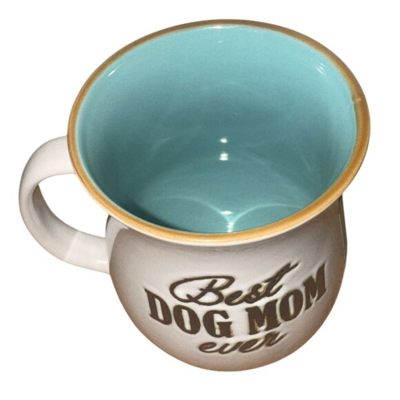 Best Dog Mom Ever Ceramic Mug 16 Oz White & Teal Interior By Spectrum Designz - Picture 3 of 7